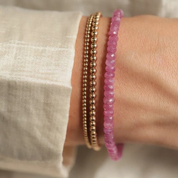 NEW Earthly Abundance Pink Sapphire Bracelet 14K Gold Filled Clasp - Picture 3 of 5